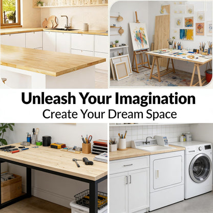 Intravast 96"x25" Butcher Block Countertop Island, 8FT Unfinished Solid Birch Wood DIY Countertop, Durable Counter Table Tops for Kitchen Bar, Workshop, Laundry Counters Dining Room Tables 1.5" Thick