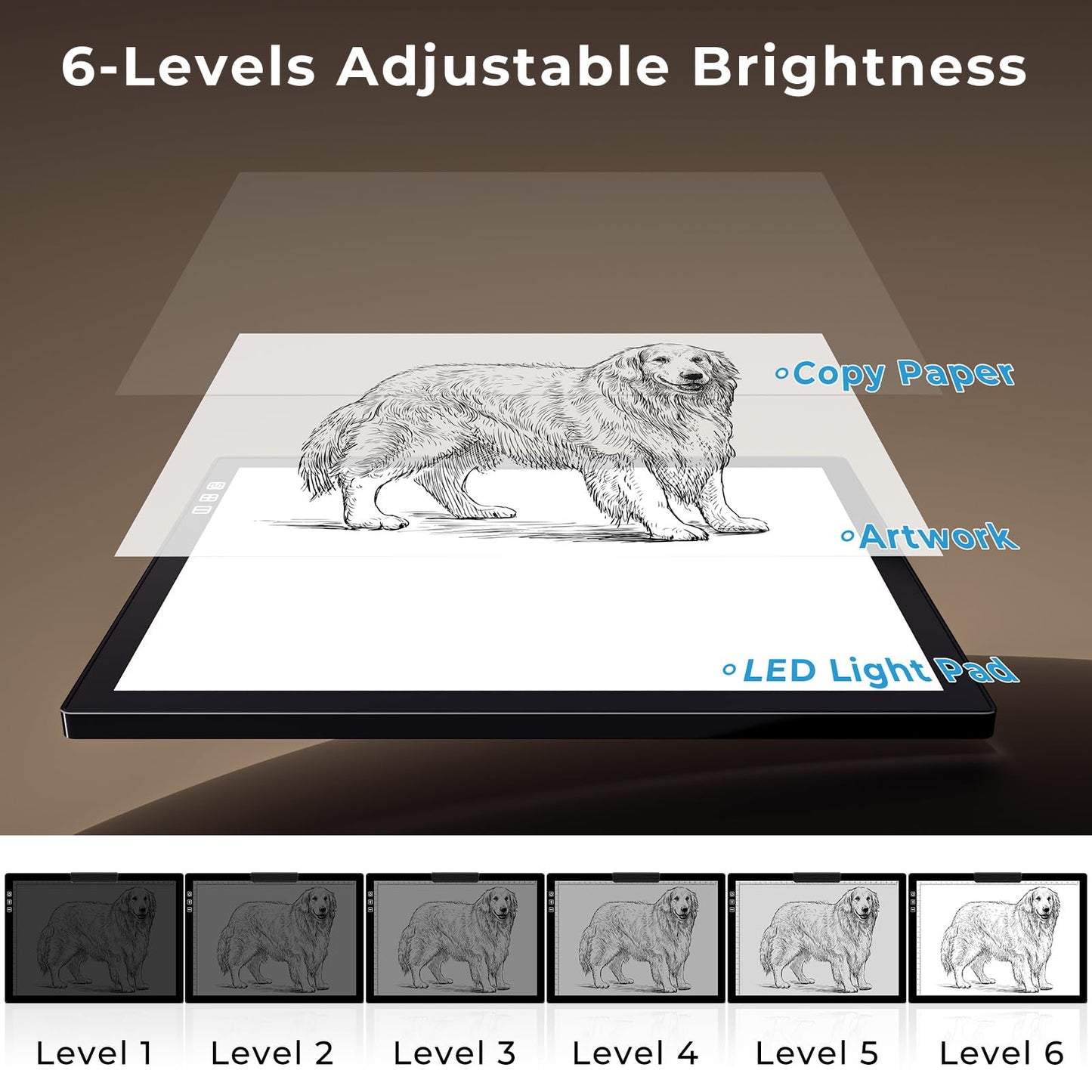 Bylitodt Cordless A4 Light Pad, Diamond Art Light Board with Stand, Tracing Box with 6 Brightness, Artist Tracing Table for Drawing, Weeding Vinyl, Sketching, Animation, Diamond Painting Accessories