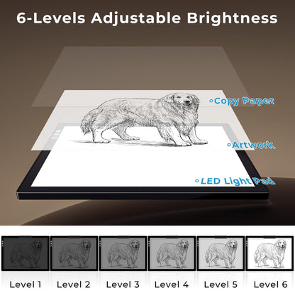 Bylitodt Cordless A4 Light Pad, Diamond Art Light Board with Stand, Tracing Box with 6 Brightness, Artist Tracing Table for Drawing, Weeding Vinyl, Sketching, Animation, Diamond Painting Accessories