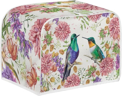 Hummingbird Floral Toaster Cover, Water-Resistant Kitchen Dust Protection for Most Standard 4 Slice Bread Maker
