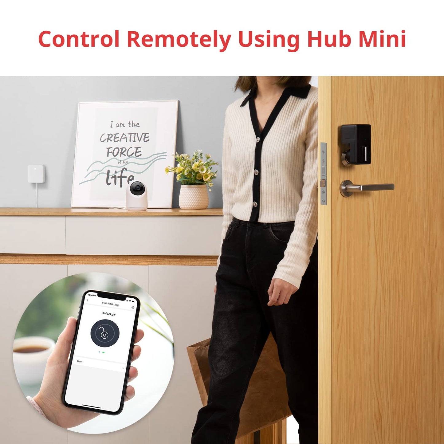 SwitchBot Smart Lock WiFi, Keyless Entry Door Lock, Smart Door Lock Front Door, Electronic Smart Deadbolt, Fits Your Existing Deadbolt in Minutes,Great for Airbnbs, Vacation Rentals and More