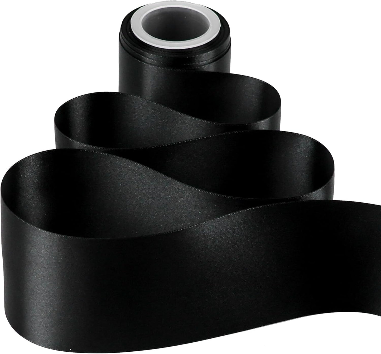 MEEDEE Black Satin Ribbon - Luxurious Double-Faced 3 Inch Wide | 10 Yards for Christmas & Halloween Decor