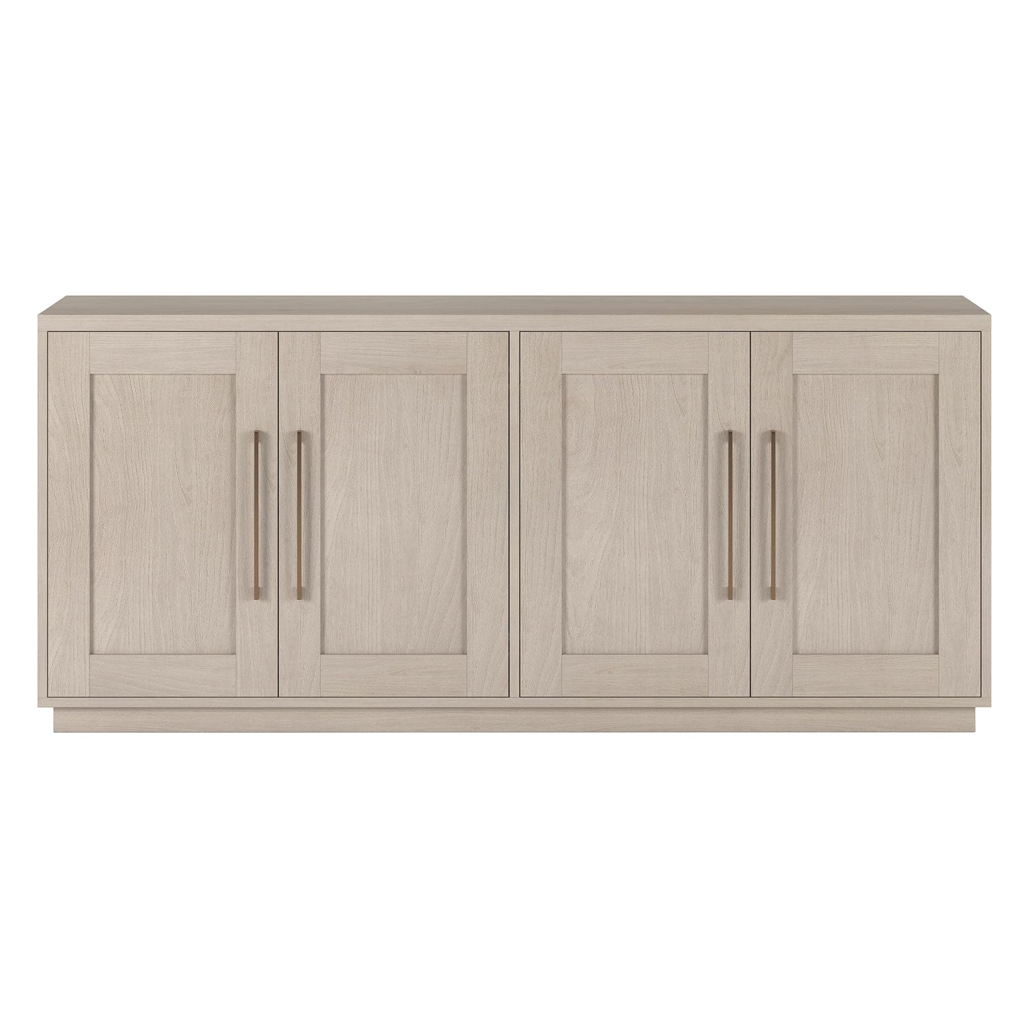 Henn&Hart 68" Sideboard Buffet Cabinet, Modern Credenza with 4 Panel Doors, Adjustable Shelves, and Cable Management Cut-Outs for Dining Room, Kitchen, Living Room or Entryway, Beech White