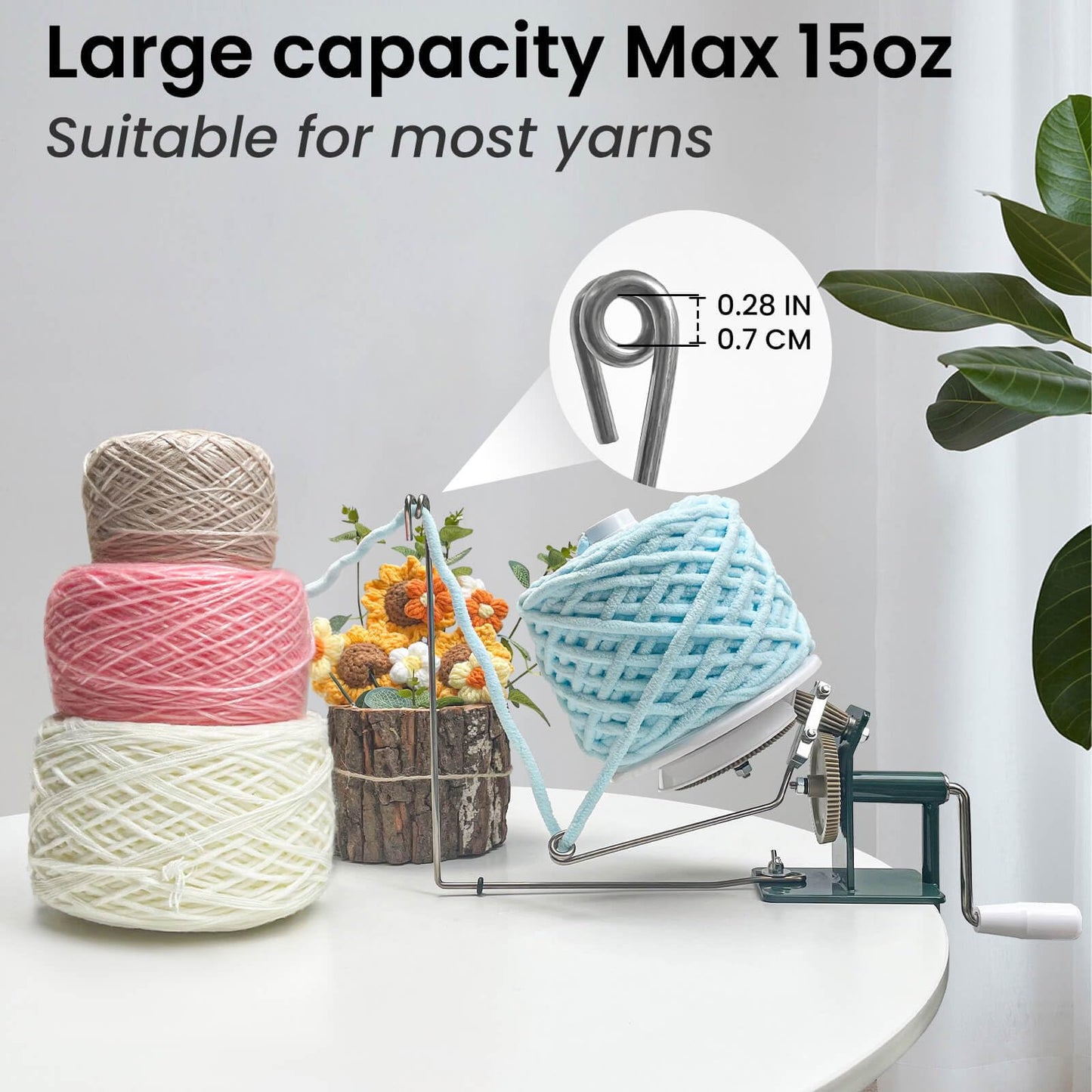 Yarn Winder, Yarn Ball Winder, Large 10-15 oz and Easy-to-Install Yarn Cake Winder Efficiently Make Yarn Cake, Sturdy Metal and ABS Yarn Winder for Crocheting,The Helper for Knitting Enthusiast