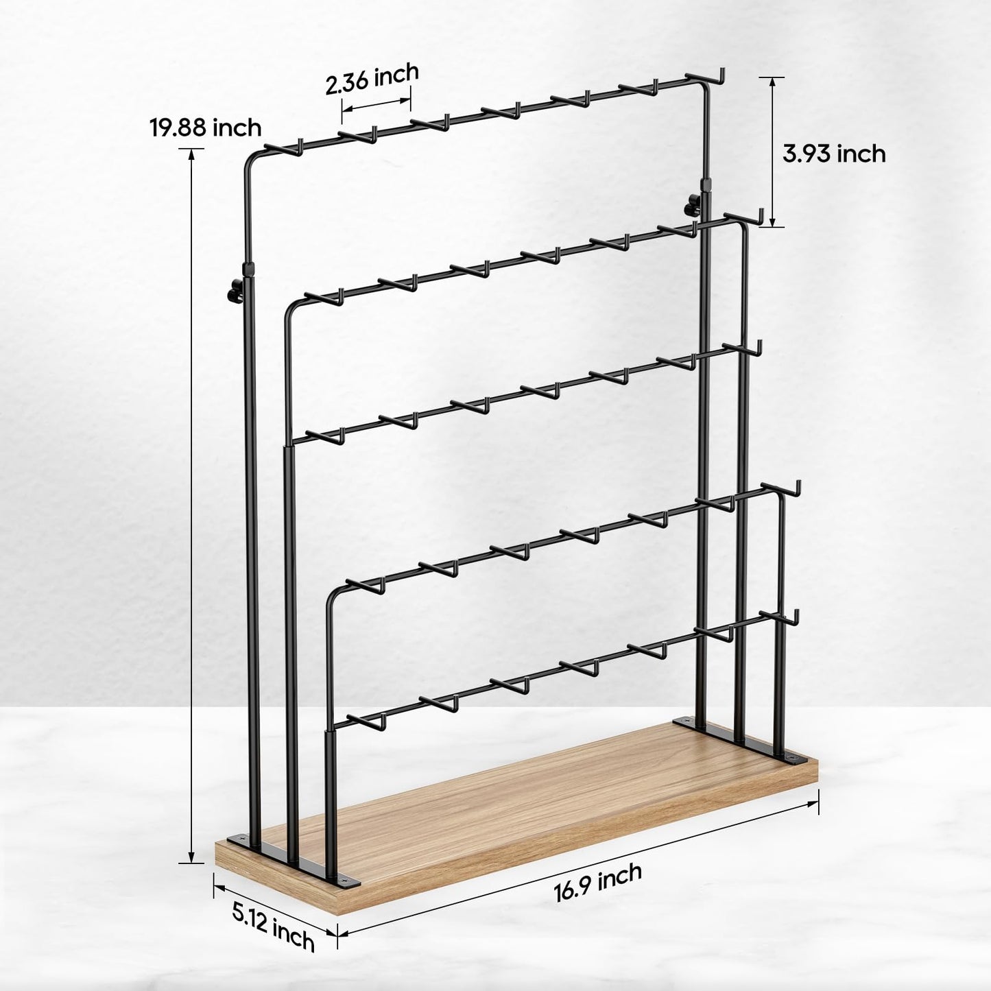 ORLESS Jewelry Display for Vendors, Earring Display Stand for Selling, Necklace Display Holder for Selling, Earring Cards Organizer for Bracelets, Rings, Jewelry Towers, Original Wood (35 Hooks)