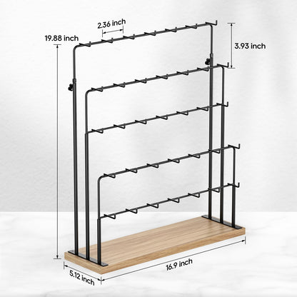 ORLESS Jewelry Display for Vendors, Earring Display Stand for Selling, Necklace Display Holder for Selling, Earring Cards Organizer for Bracelets, Rings, Jewelry Towers, Original Wood (35 Hooks)