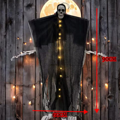 36" Halloween Hanging Ghost Decorations Outdoor, 2Pack Halloween Scary Flying Skeleton Ghost Decor for Haunted House Party Outside Indoor