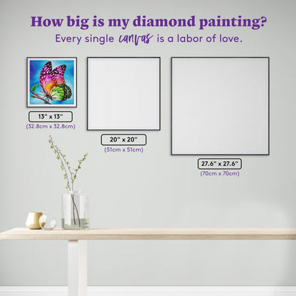 DIAMOND ART CLUB Watercolor Butterfly Diamond Painting Kit, Fun DIY Crafts for Adults, Round Diamond Art Canvas, 13" x 13" (32.8 cm x 32.8 cm)