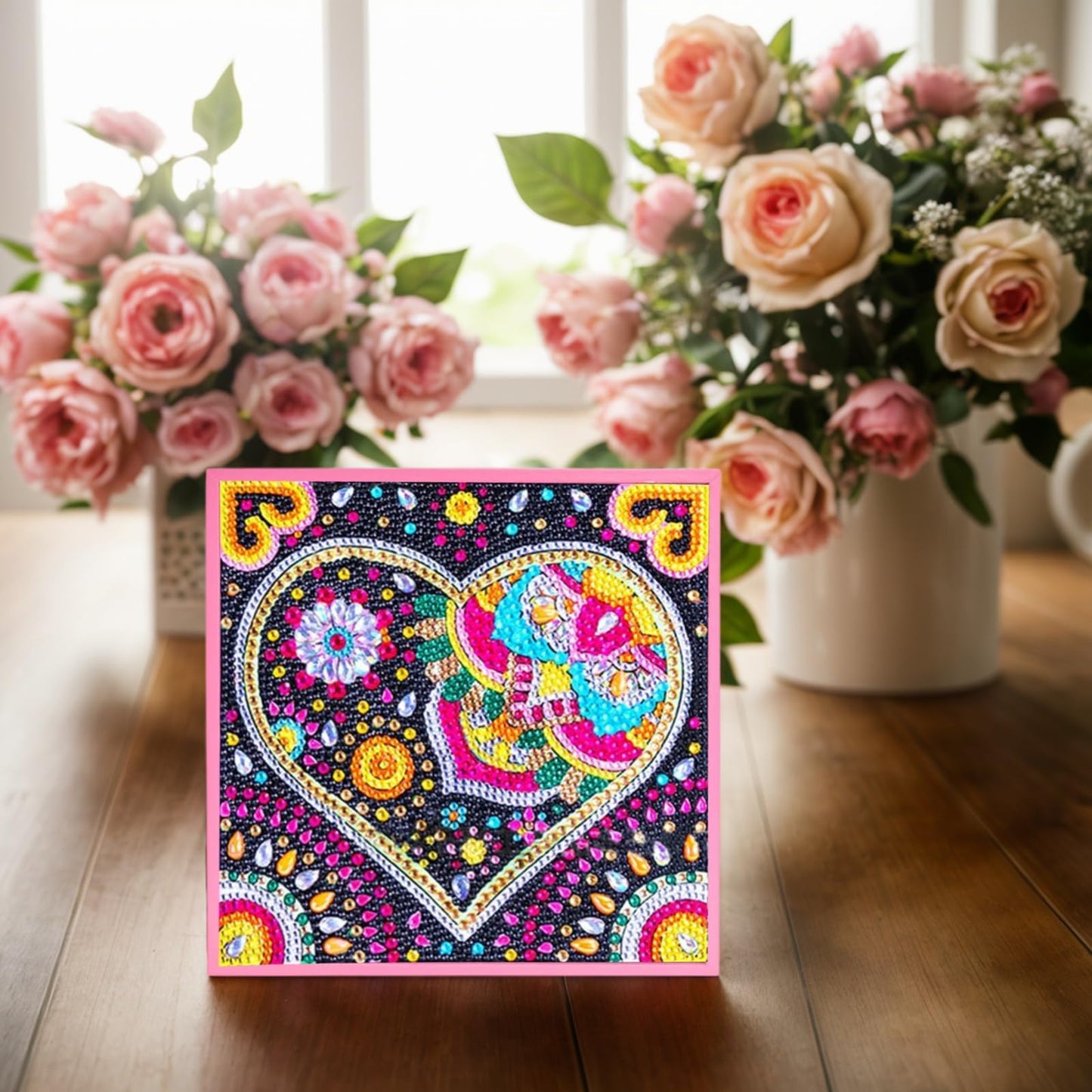 AuraKoi Girls Gifts 8-12 Years Old, Arts and Crafts for Kids Age 10-12, Diamond Art Kits for Girl Teen Adult Birthday Xmas Gift, 5 6 7 8 9 10 11 12 Art Painting with Frame Home Decor (Love)