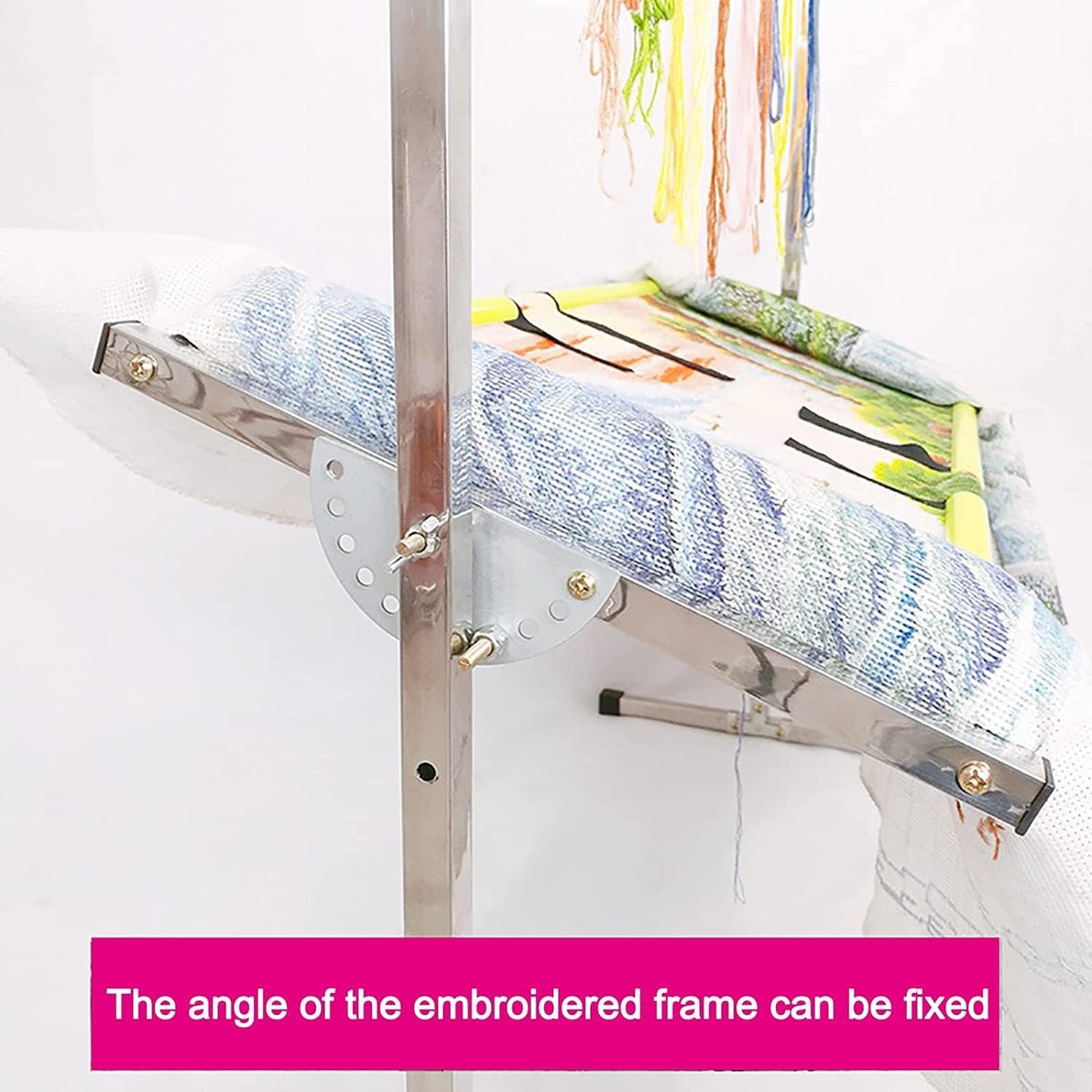 Adjustable Embroidery Stand with Pulley, Cross Stitch Frame for Needlework, Height-Adjustable Craft Lap Table, Ideal for Sewing and Art Projects