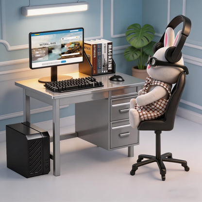 Dollhouse Furniture and Accessories,Miniature Office Furniture Set, Featuring a Desk, Chair, Rabbit, Computer, Bookshelves and Accessories, Suitable for Displaying Ideal Gifts