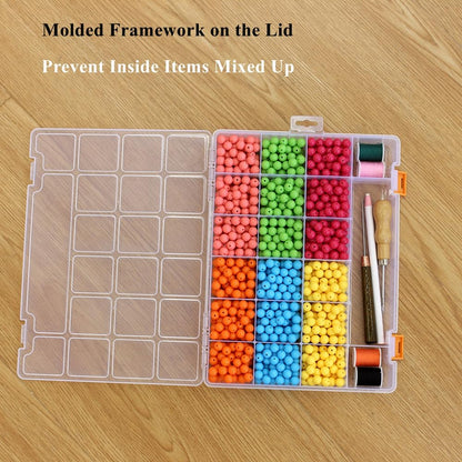 BangQiao 4 Pack Fixed 21 Grids Clear Plastic Storage Box, Transparent Organizer Container Case for Small Parts, Bead, Button, Jewelry, Diamond, Craft Supplies,Sewing Kit, DIY Accessories