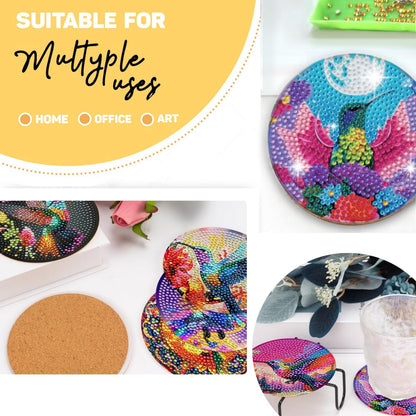 8 Pcs Humming Bird Diamond Painting Kits | Diamond Painting Kits with Holder | Diamond Art Coasters for Beginners Adults - Perfect Art Craft Supplies Gift!… (Humming Bird)