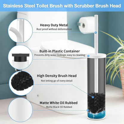 Flyzenvibe Set Set Stainless Steel Toilet Brush and Holder Wall Mount Heavy Duty Toilet Bowl Brush Oil Rubbed Matte