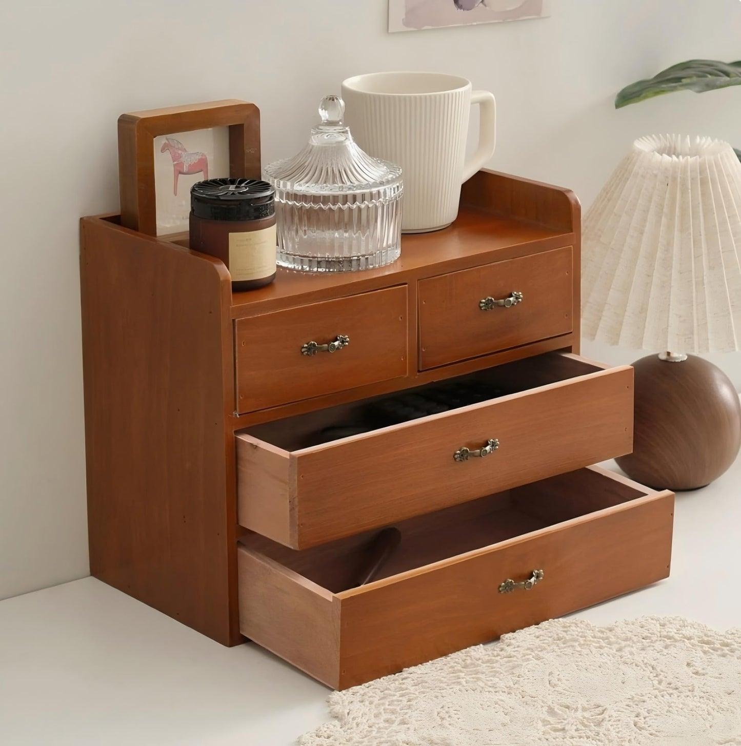 Xiaoyez Desk drawer organizer ，wooden desk organizer，desktop organizer with drawers，countertop drawers，4 drawer storage organizer，office organization，office organization and storage
