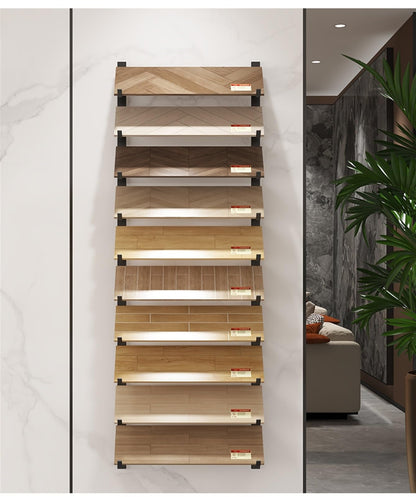1/ 2/ 3/ 4 Pcs Floor Tile Display Stand, Large 4 8 10 12 Inch Wall-mounted Sample Rack for Retail Stores/ Trade Show/ Supermarket/ Exhibition Hall, Wooden Flooring Storge Shelf(3pc 20.5cm/8in,170cm/67