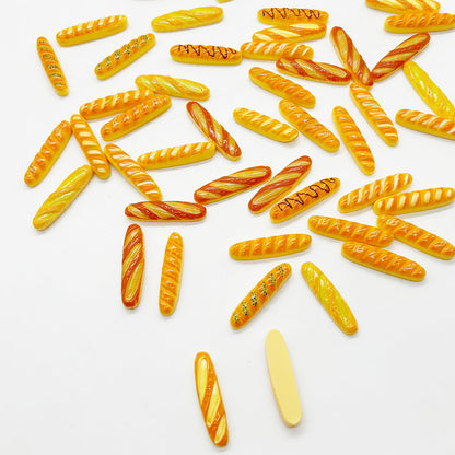 100Pcs Mini Fake Bread, Miniature Resin Food, Fake French Bread, Artificial Food Model for Mini House Kitchen Fairy Garden Cake Party Decor Display Props (Random Styles)