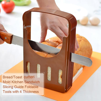 Adjustable Bread Slicer Guide for Homemade Bread, Foldable Tools with 4 Thickness for Kitchen
