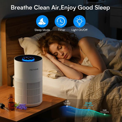 Air Purifiers for Bedroom Home up to 1200Ft², Small Air Purifier for Bedroom, H14 HEPA Air Purifiers for Home Pets,with Sleep Mode, 3 Speeds, Timer, Aroma Function