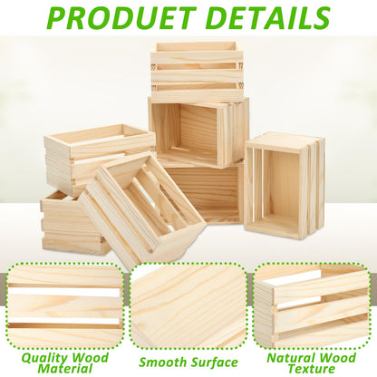Sibosen 12PCS Decorative Wood Crates Nesting Storage Container, Samll Bikini Box, 5" Farmhouse Decorative DIY Wooden Storage Boxes, Rustic Wooden Crates for Storage Display