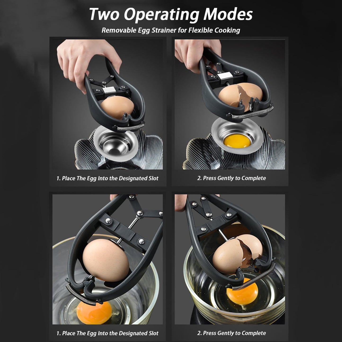 FLEXMAN Egg Cracker, Handheld Automatic Quick Open Stainless Steel Egg Separator with Spring Design for Kitchen Tool