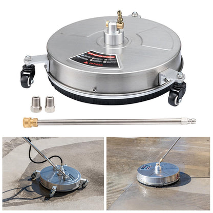 Pressure Washer Surface Cleaner with Wheels Stainless Steel Housing Quick Connector Power Washer Surface Cleaner Attachment Stainless Steel