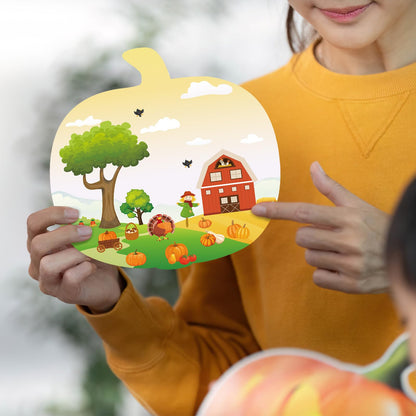 Spiareal 24 Pcs Thanksgiving Autumn Fall Stickers Scene Make a Sticker with Pumpkin Cardboards Your Own Scarecrow Turkey Acorn Classroom DIY Party Decor