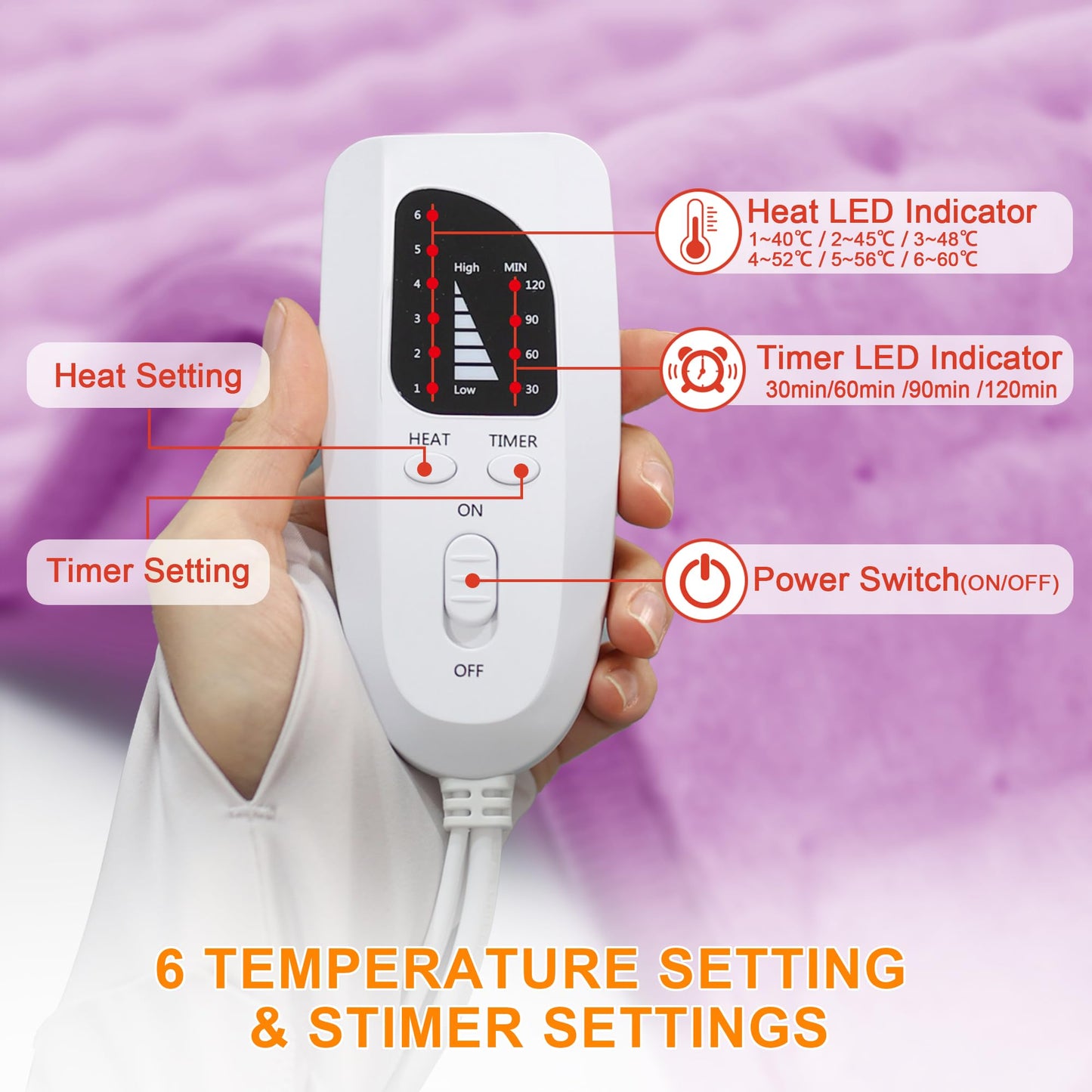Heating Pad,Electric Heating Pads for Back,Neck,Abdomen,Moist Heating Pad for Shoulder,Knee,Arms,Legs,Dry/Moist Heat & Auto Shut Off,Birthday Gifts for Men and Women(Light Gray, 24''×12'')