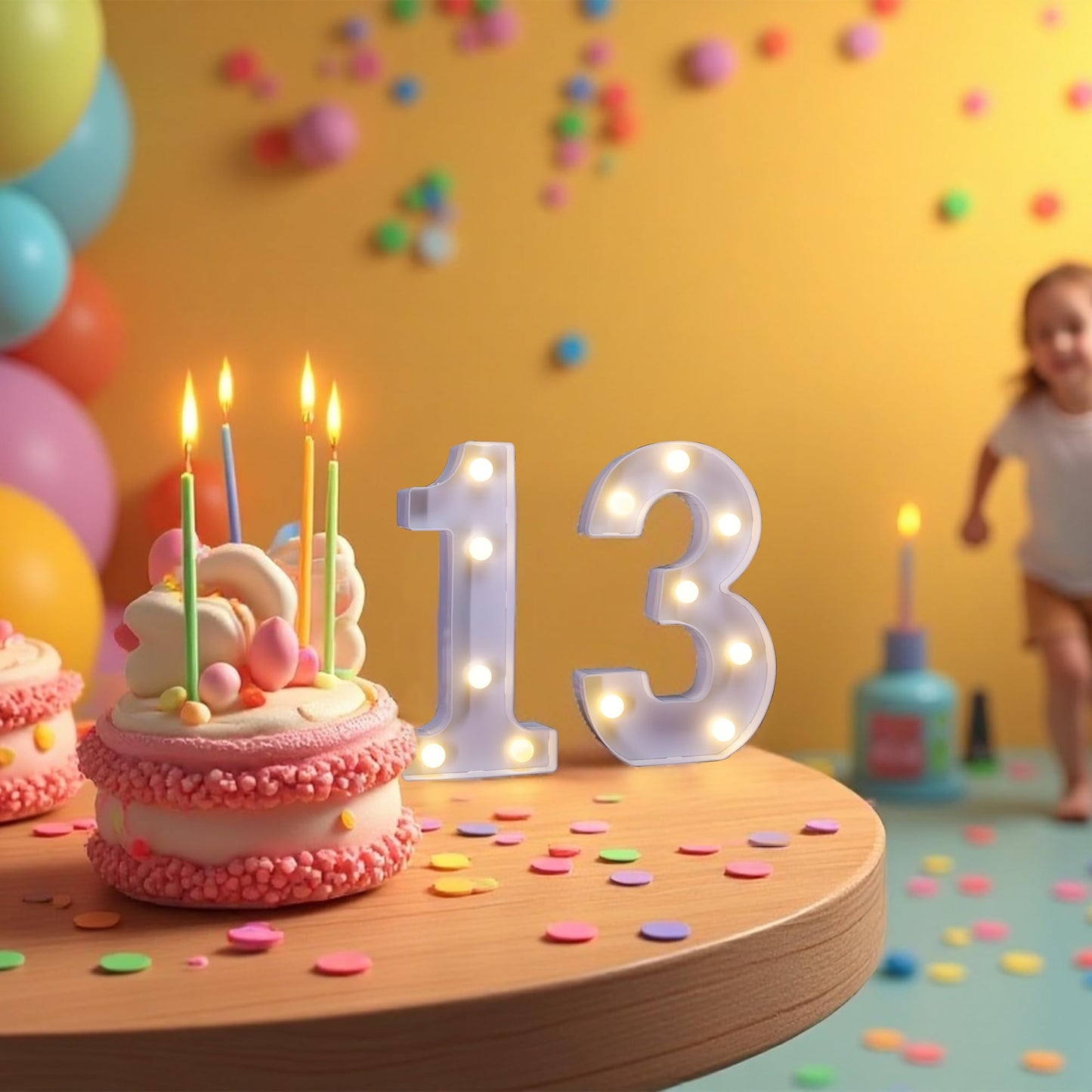 13th Birthday Decoration Light Up Letters, Battery Powered LED Numbers Marquee Number Sign for Sweet 13th Party Home Decor Night Light