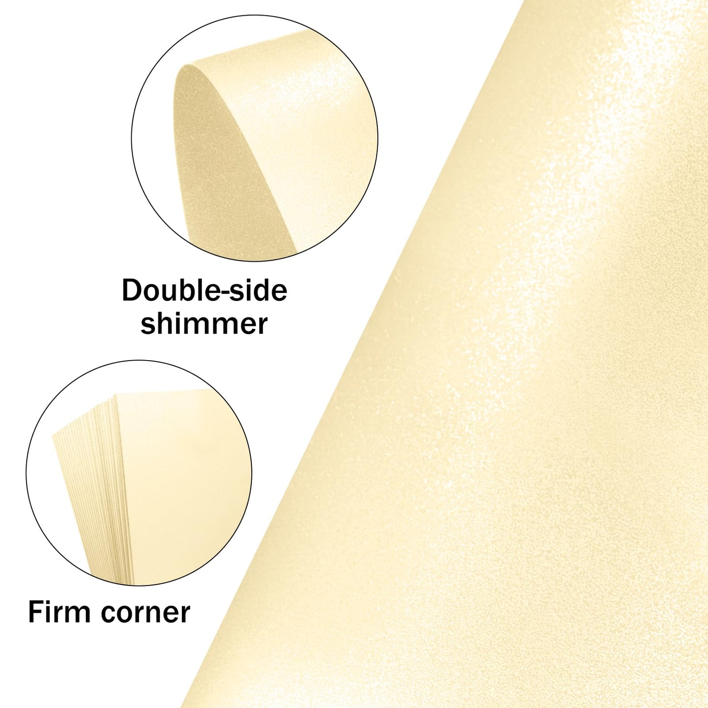 Cream Shimmer Cardstock 12x12, Goefun Shimmer Card Stock for Printer Metallic Paper 65 lb Light Gold Cardstock Pearl Paper for Invitation and DIY Cards, 100 Pack