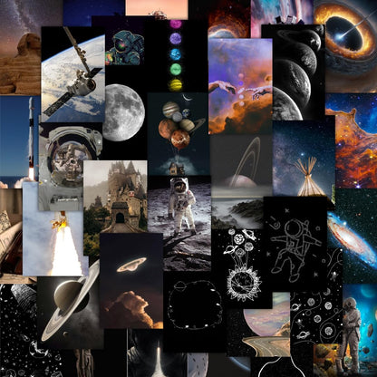 CodersParadise 54 PCS Astronomy Wall Collage Poster Kit, Outer Space Moonlight Aesthetic Room Decor 4x6 Photo Collection for Bedroom, Teen Boy Girl Dorm Room Decor