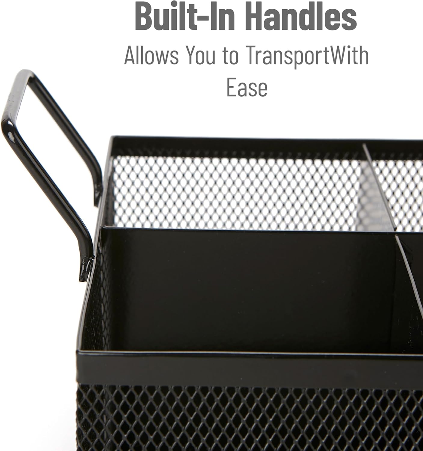 Mind Reader Utensil Accessory Caddy, Black Metal Mesh Organizer for Countertop, Office, Kitchen, 8.5" L x 8.5" W