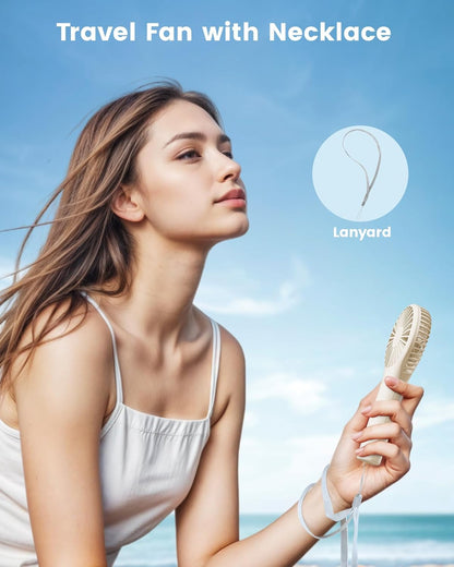 Handheld Fan - Portable Mini Fan with 3 Speeds, USB Rechargeable for Travel and Outdoor Use (Beige)