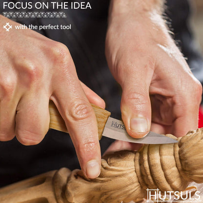 Hutsuls Wood Whittling Kit for Beginners - Razor Sharp Wood Carving Knife Set in Beautifully Designed Gift Box, Whittling Knife for Kids and Adults (8 Pieces)