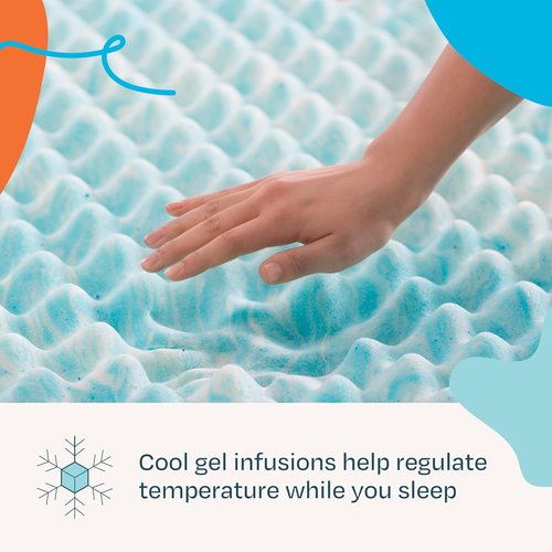 Linenspa Gel Memory Foam Mattress Topper - Reversible Egg Crate Design for Comfort - California King Size
