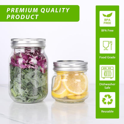 Homerove 8 oz 30 Pack 52 Mason Jars Small Canning Jars with Airtight Lids & Bands for Jam, Jelly, Honey, Pickles