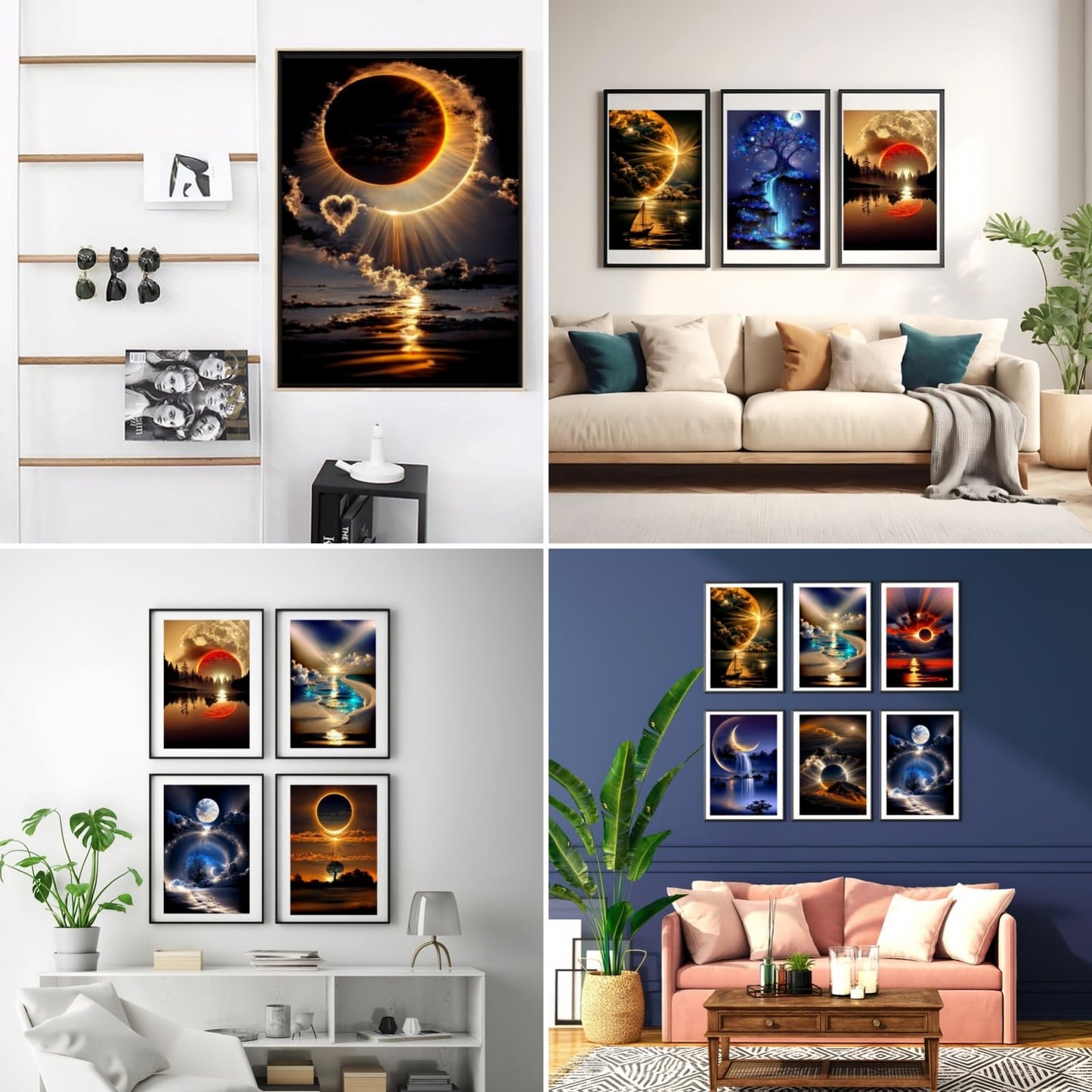 12 Pack Diamond Art Kits for Adults, Sunset Landscape 5D Diamond Painting for Adult Beginners,DIY Full Drill Round Gem Painting Dot Art Sets,Home Wall Decor 9.8x13.8 Inch