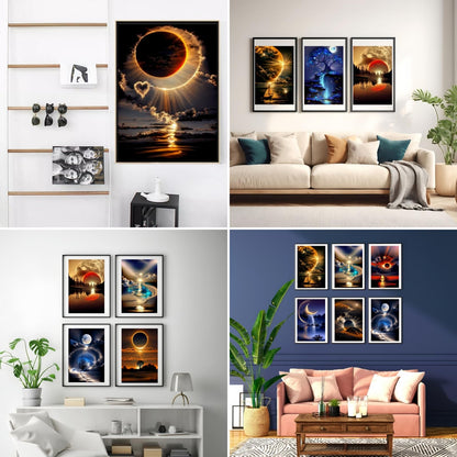 12 Pack Diamond Art Kits for Adults, Sunset Landscape 5D Diamond Painting for Adult Beginners,DIY Full Drill Round Gem Painting Dot Art Sets,Home Wall Decor 9.8x13.8 Inch