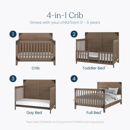 Child Craft Lucas Design 4-in-1 Convertible Baby Crib Nursery Furniture Set - Baby Bed, Toddler Bed and Full Size Bed, 3 Adjustable Mattress Positions, Real Wood, Baby Safe Finish (Dusty Heather)