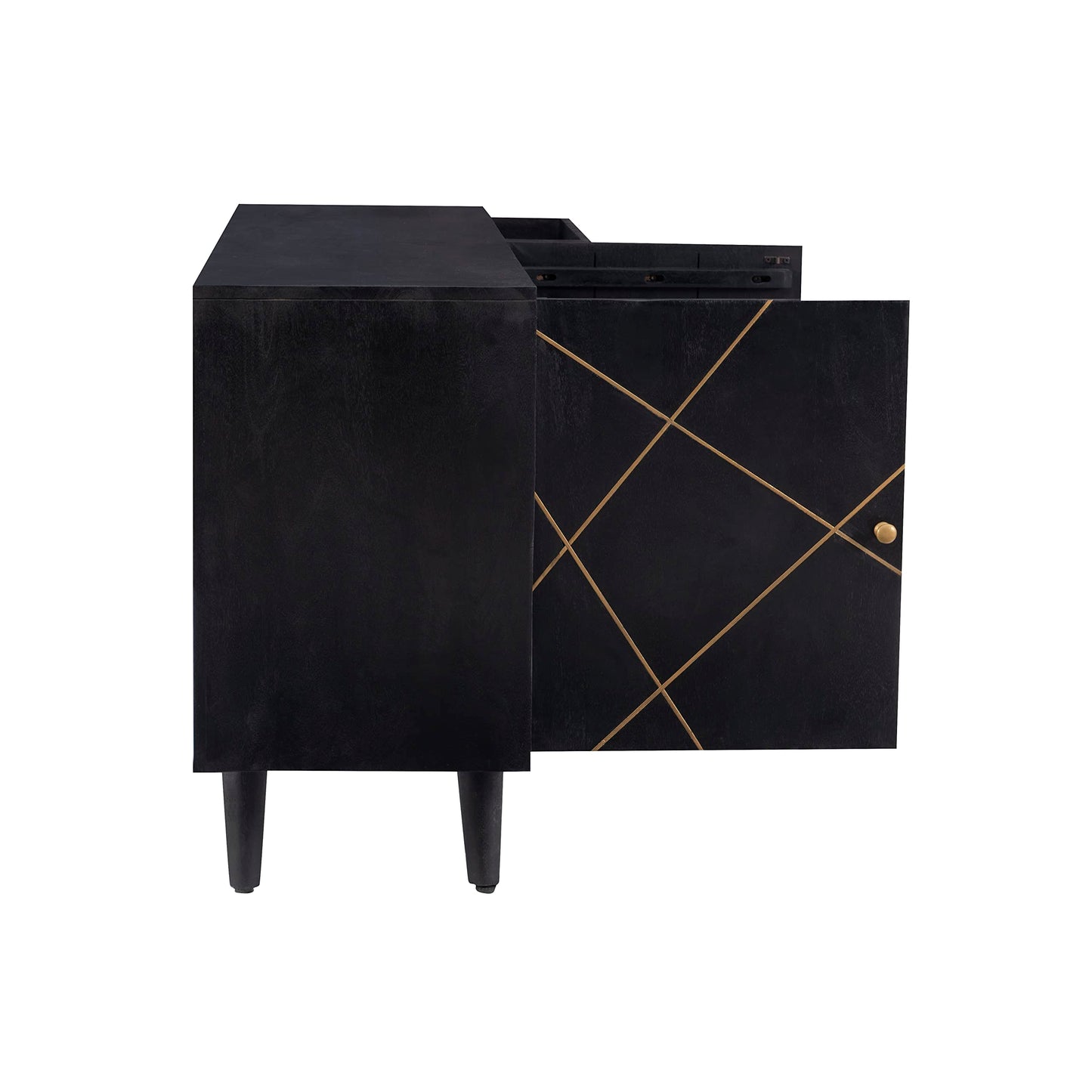 Powell Tate Mango Wood Console with Modern Gold Accents
