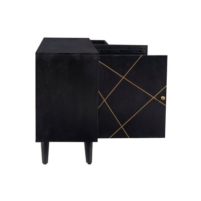 Powell Tate Mango Wood Console with Modern Gold Accents