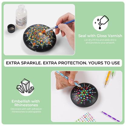 Nicpro Mandala Rock Painting Kit, Dot Arts and Crafts for Adults, Mandala Dotting Tools Kit, Large Wooden Rocks for Painting, DIY, Stencils, Acrylic Paints, Brushes, Dotting Tools for Rocks
