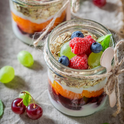 16oz 4 SHOWIN Overnight Oats Containers with Lids, Glass Jars with Lids pcs, Apricot, Wide Mouth Mason jars for Salad