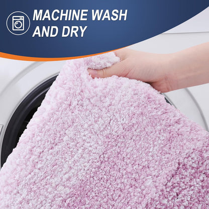 OLANLY Bathroom Runner Rugs - Extra Soft Microfiber Bath Mats | 47x24, Quick Dry, Washable, Pinkish-Purple