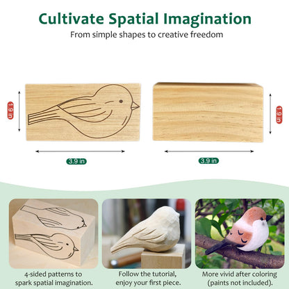 Msamiagfn Wood Carving Kit for Beginners, Essential Wood Whittling Kit for Beginners, Knife Tools Accessories, Balsawood and Basswood Blocks, Bird Carving Video Tutorial, DIY Kits for Adults Hobbies