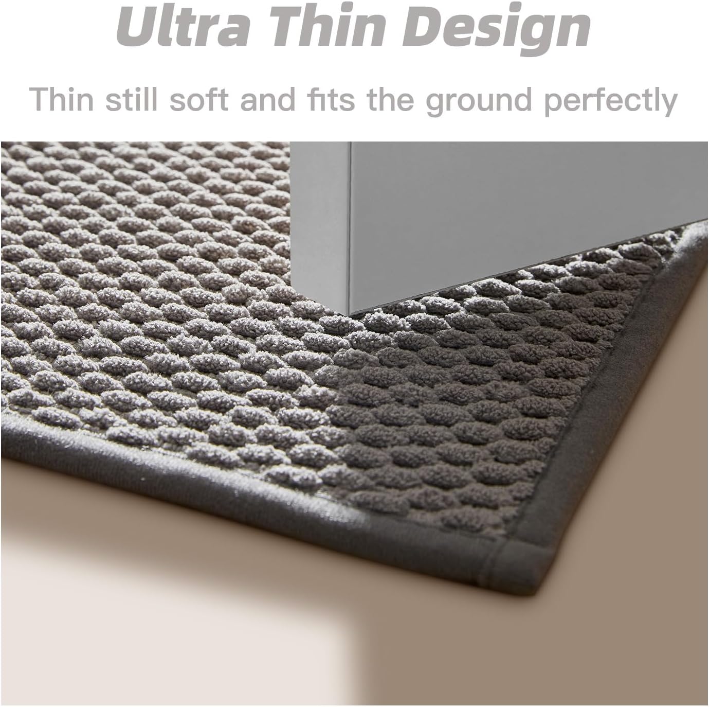 Light Grey Bathroom Toilet Rug, Chenille Non Slip Absorbent Bath Mat, Washable U Shape Contour Bath Rug 20*24"