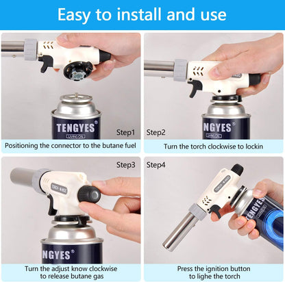 TENGYES Culinary Butane Blow Torch - Adjustable Flame for Crème Brûlée, BBQ & Baking | Professional Chef Tool
