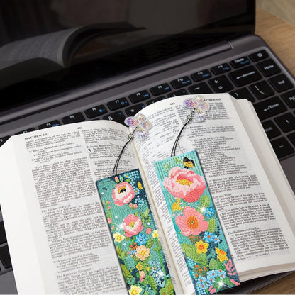 Puraikcmi 6 PCS 5D DIY Diamond Art Bookmarks,Butterflies and Flowers Diamond Painting Bookmarks Kits with Tassels Acrylic, Rhinestone Crafts Decoration Gift Set for Book Lovers Beginners & Adults