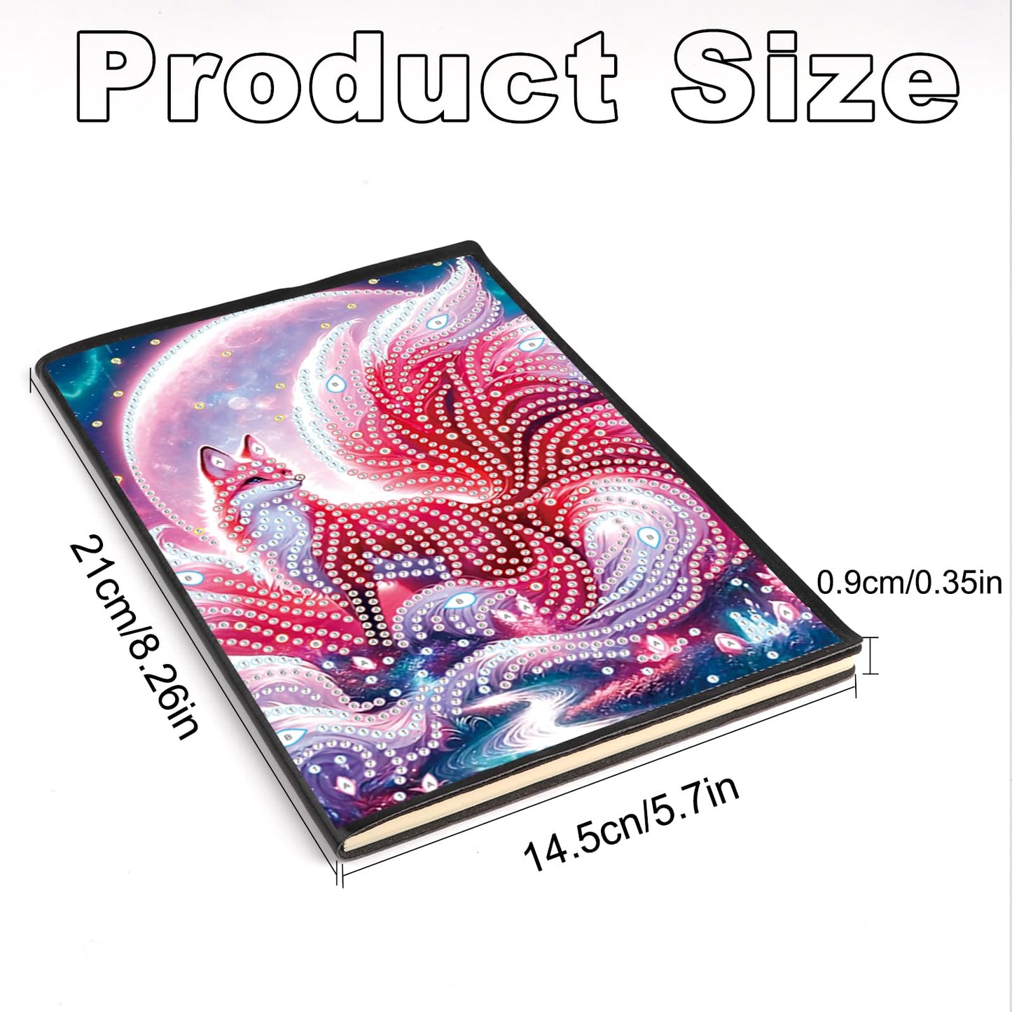 JZHYOAN Animal Diamond Painting Blank Notebook DIY Nine-Tailed Fox Special Pattern Diamond Art Dairy Travel Drawing Message Journal Gem Art Sketchbook Mosaic Cross-Stitch Notepad for Office Beginners