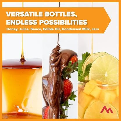 16oz pack 20 Pinnacle Mercantile Refillable HDPE Plastic Honey Bottles - Easy Squeeze, leak-proof, BPA-Free, and Made